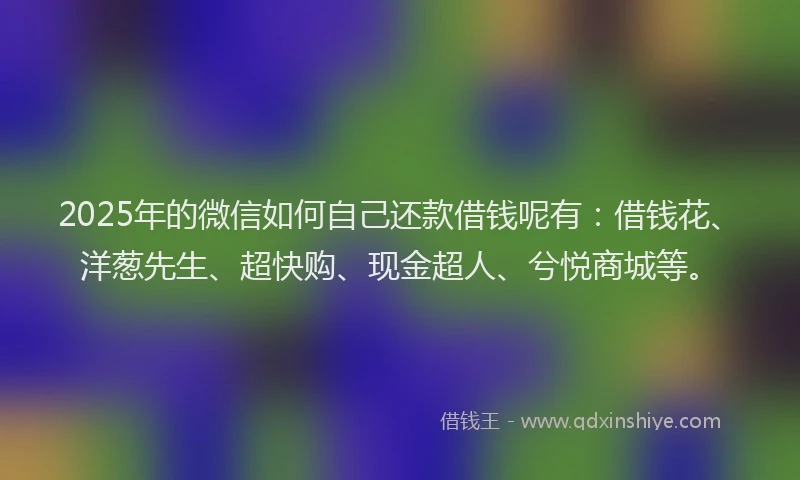 2025年的微信如何自己还款借钱呢有：借钱花、洋葱先生、超快购、现金超人、兮悦商城等。