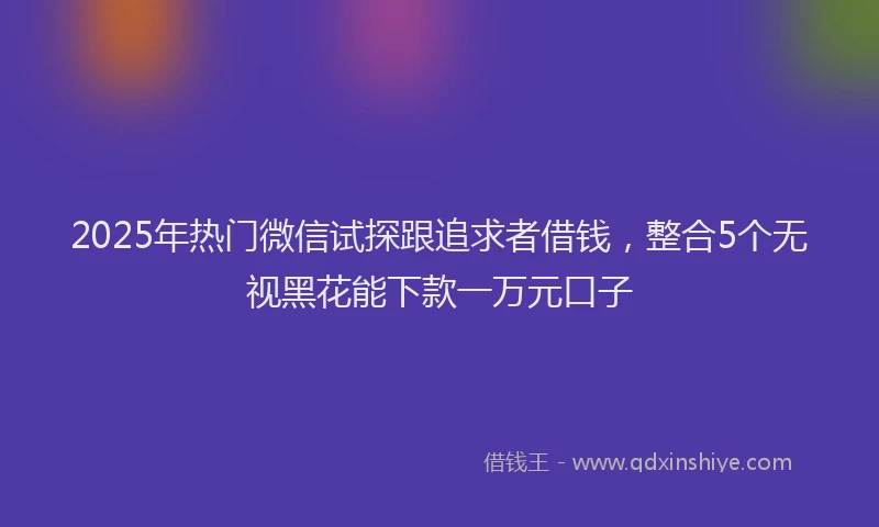 2025年热门微信试探跟追求者借钱，整合5个无视黑花能下款一万元口子