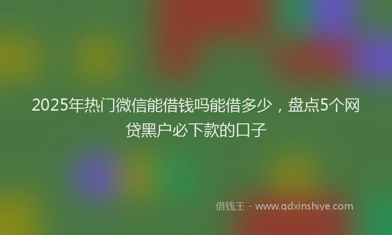 2025年热门微信能借钱吗能借多少，盘点5个网贷黑户必下款的口子