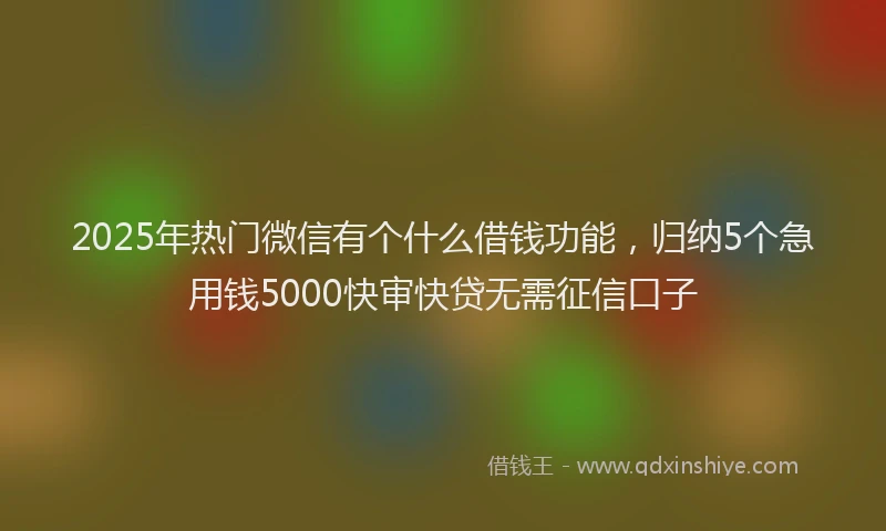 2025年热门微信有个什么借钱功能，归纳5个急用钱5000快审快贷无需征信口子