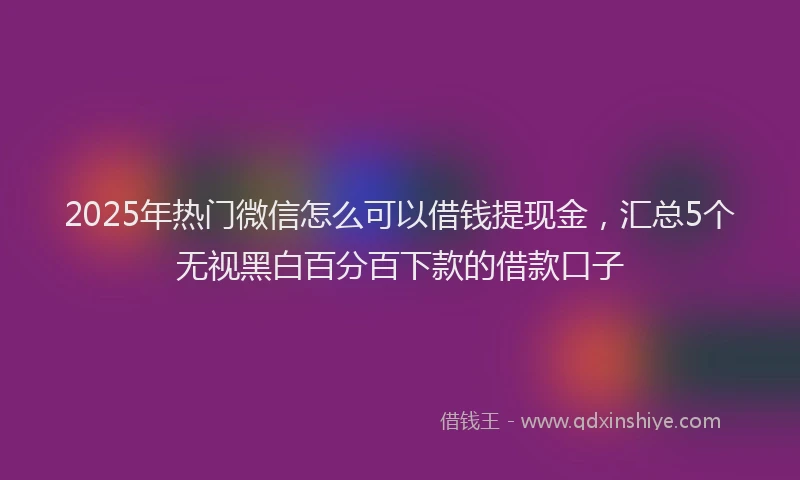 2025年热门微信怎么可以借钱提现金，汇总5个无视黑白百分百下款的借款口子
