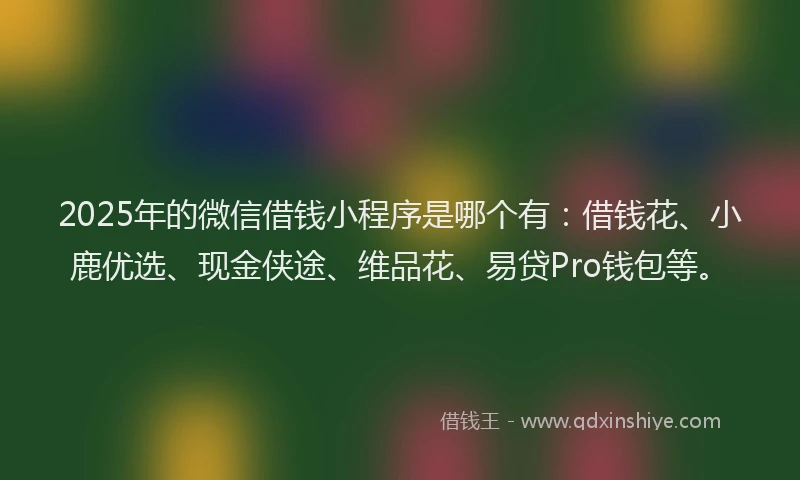 2025年的微信借钱小程序是哪个有：借钱花、小鹿优选、现金侠途、维品花、易贷Pro钱包等。