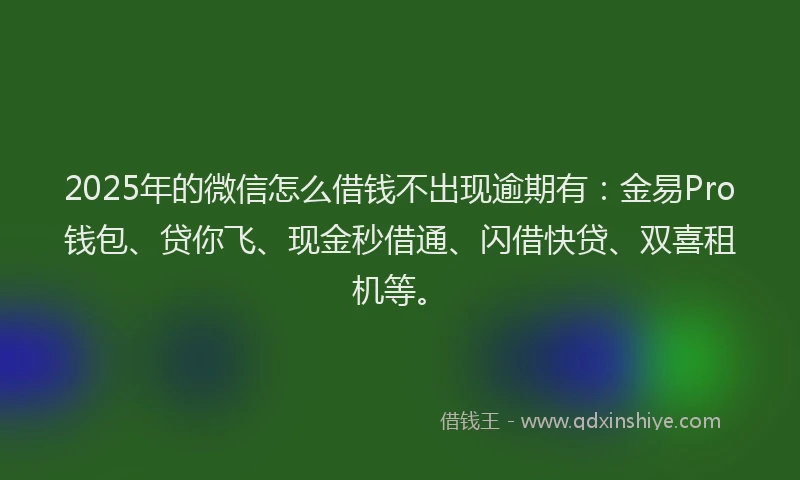 2025年的微信怎么借钱不出现逾期有：金易Pro钱包、贷你飞、现金秒借通、闪借快贷、双喜租机等。