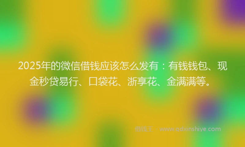 2025年的微信借钱应该怎么发有：有钱钱包、现金秒贷易行、口袋花、浙享花、金满满等。