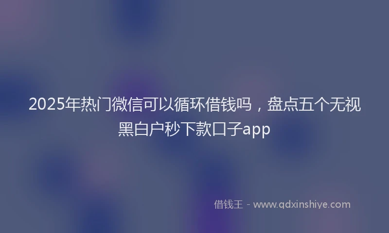 2025年热门微信可以循环借钱吗，盘点五个无视黑白户秒下款口子app