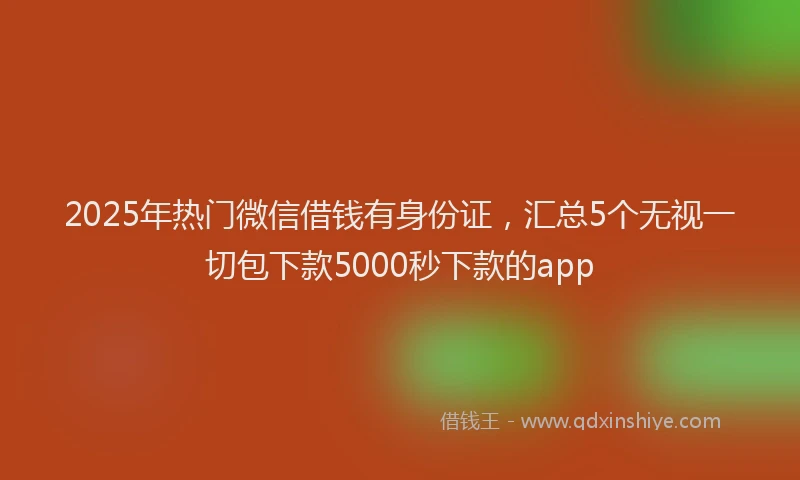 2025年热门微信借钱有身份证，汇总5个无视一切包下款5000秒下款的app