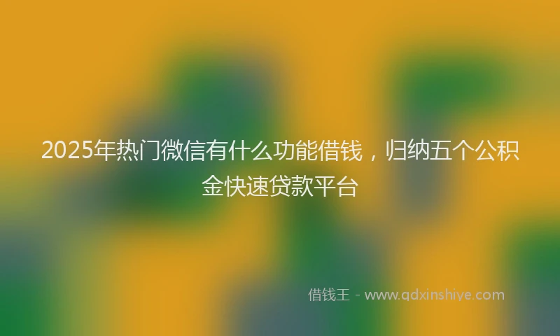 2025年热门微信有什么功能借钱，归纳五个公积金快速贷款平台