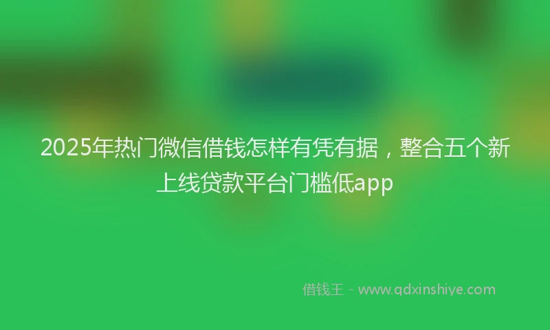 2025年热门微信借钱怎样有凭有据，整合五个新上线贷款平台门槛低app