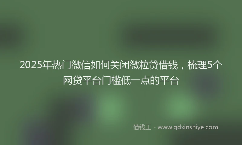 2025年热门微信如何关闭微粒贷借钱，梳理5个网贷平台门槛低一点的平台