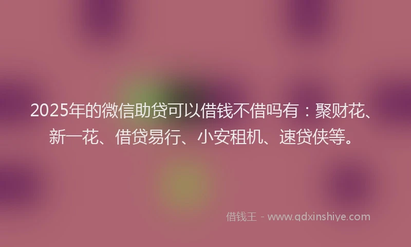 2025年的微信助贷可以借钱不借吗有：聚财花、新一花、借贷易行、小安租机、速贷侠等。