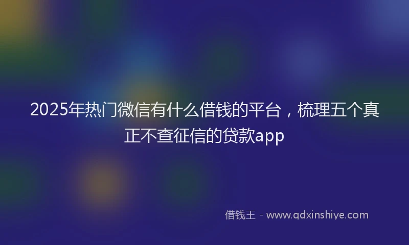 2025年热门微信有什么借钱的平台，梳理五个真正不查征信的贷款app