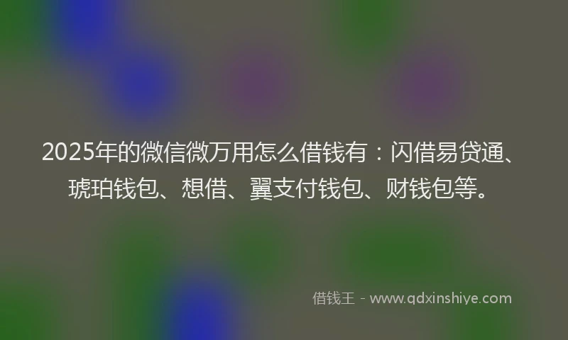 2025年的微信微万用怎么借钱有：闪借易贷通、琥珀钱包、想借、翼支付钱包、财钱包等。