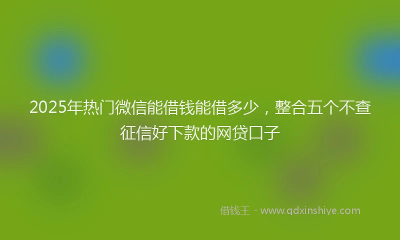 2025年热门微信能借钱能借多少，整合五个不查征信好下款的网贷口子
