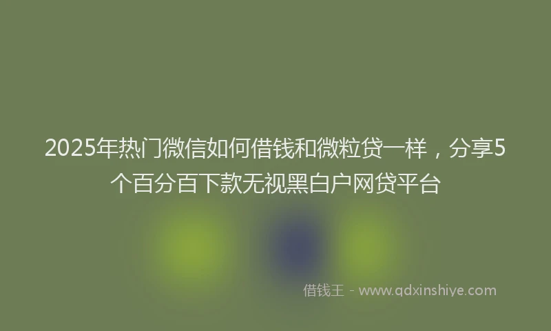 2025年热门微信如何借钱和微粒贷一样，分享5个百分百下款无视黑白户网贷平台