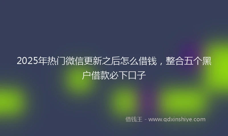 2025年热门微信更新之后怎么借钱，整合五个黑户借款必下口子