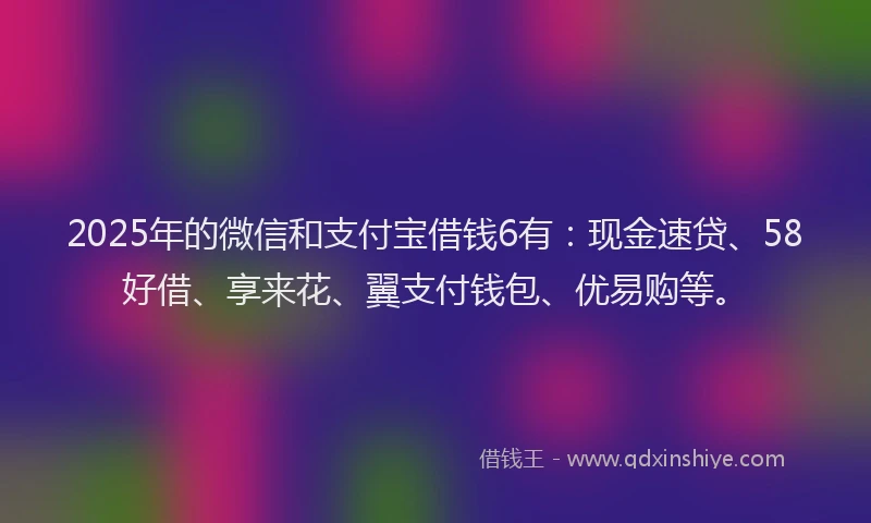 2025年的微信和支付宝借钱6有：现金速贷、58好借、享来花、翼支付钱包、优易购等。