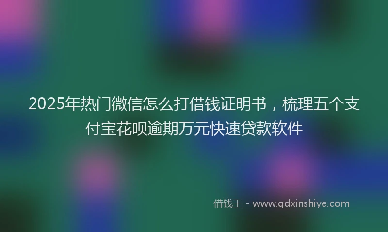 2025年热门微信怎么打借钱证明书，梳理五个支付宝花呗逾期万元快速贷款软件