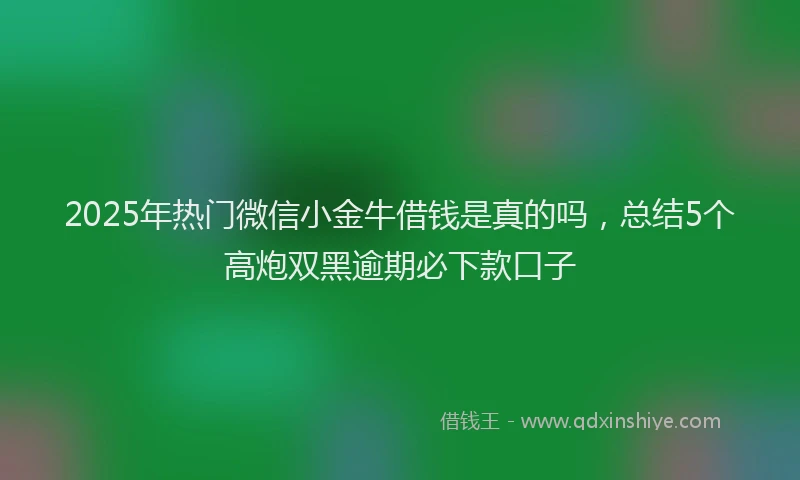 2025年热门微信小金牛借钱是真的吗，总结5个高炮双黑逾期必下款口子