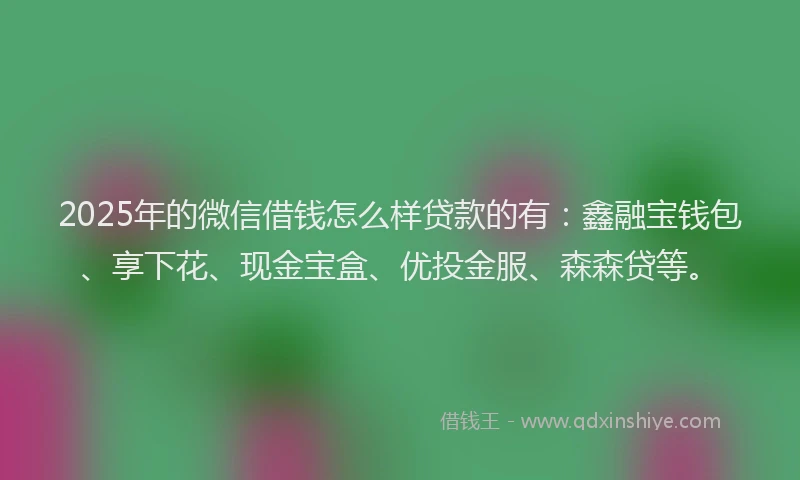 2025年的微信借钱怎么样贷款的有：鑫融宝钱包、享下花、现金宝盒、优投金服、森森贷等。