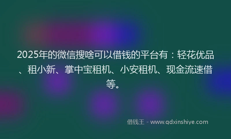 2025年的微信搜啥可以借钱的平台有：轻花优品、租小新、掌中宝租机、小安租机、现金流速借等。