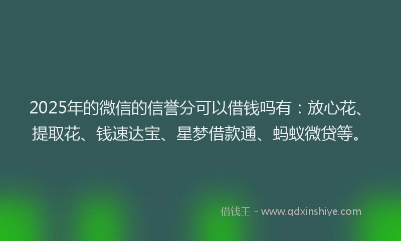 2025年的微信的信誉分可以借钱吗有：放心花、提取花、钱速达宝、星梦借款通、蚂蚁微贷等。