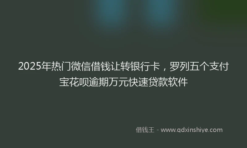 2025年热门微信借钱让转银行卡，罗列五个支付宝花呗逾期万元快速贷款软件