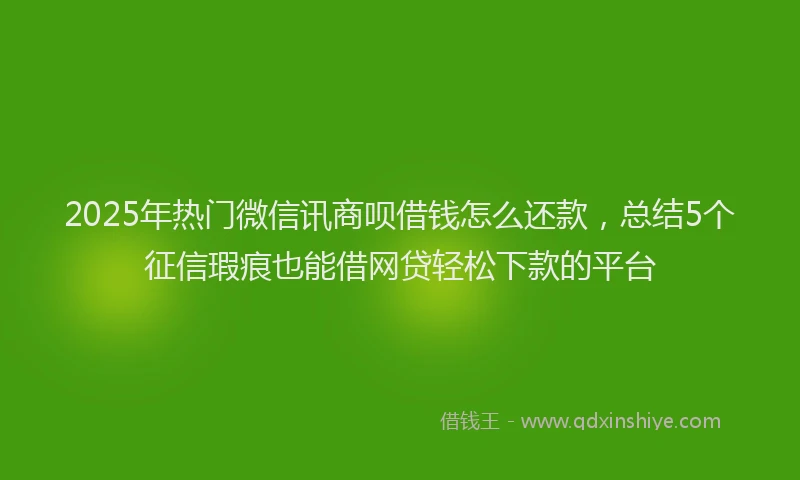2025年热门微信讯商呗借钱怎么还款，总结5个征信瑕疵也能借网贷轻松下款的平台