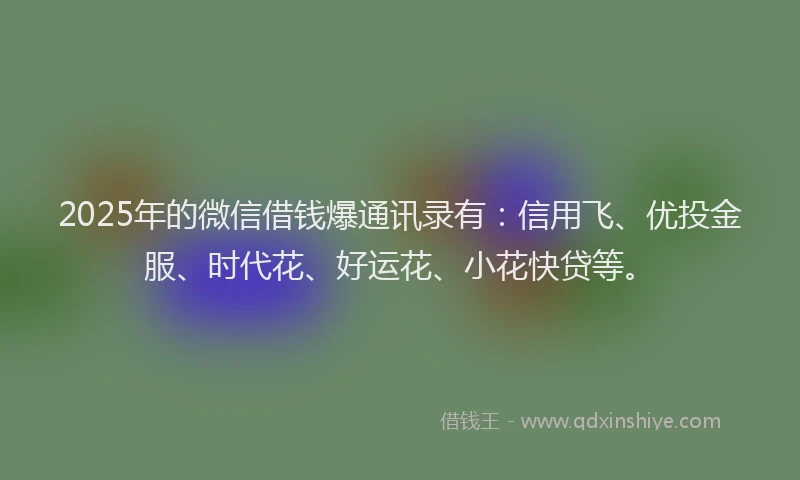 2025年的微信借钱爆通讯录有：信用飞、优投金服、时代花、好运花、小花快贷等。