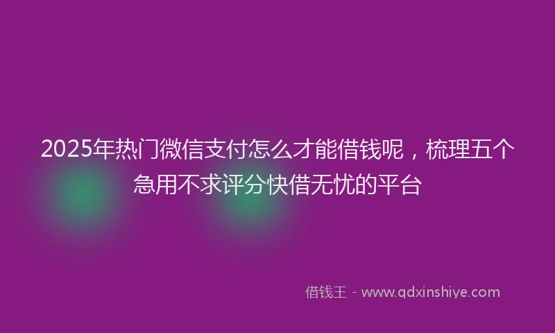 2025年热门微信支付怎么才能借钱呢，梳理五个急用不求评分快借无忧的平台