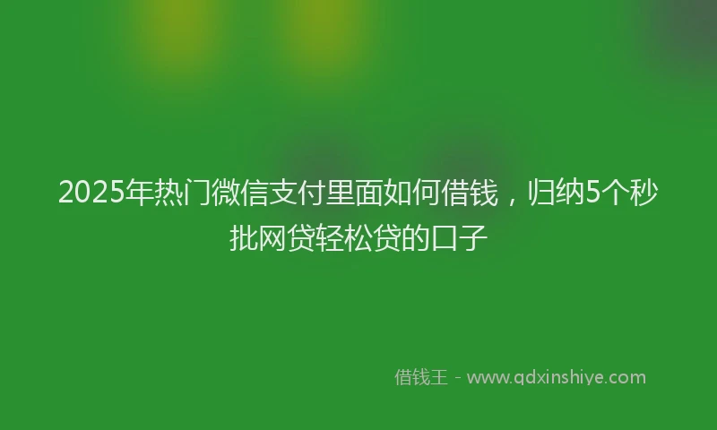 2025年热门微信支付里面如何借钱，归纳5个秒批网贷轻松贷的口子