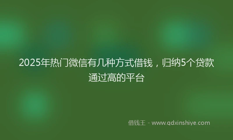 2025年热门微信有几种方式借钱，归纳5个贷款通过高的平台