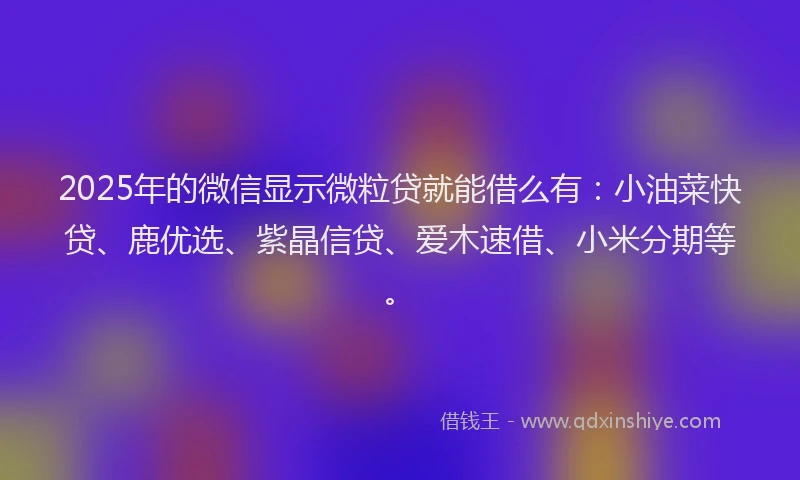 2025年的微信显示微粒贷就能借么有：小油菜快贷、鹿优选、紫晶信贷、爱木速借、小米分期等。
