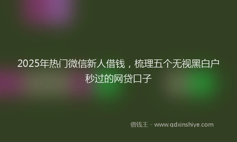 2025年热门微信新人借钱，梳理五个无视黑白户秒过的网贷口子