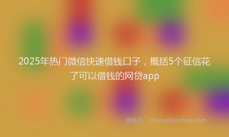 2025年热门微信快速借钱口子，概括5个征信花了可以借钱的网贷app
