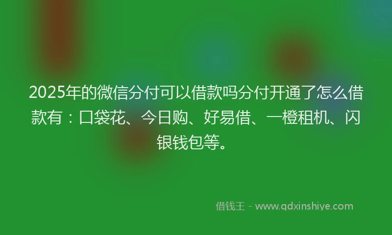 2025年的微信分付可以借款吗分付开通了怎么借款有：口袋花、今日购、好易借、一橙租机、闪银钱包等。