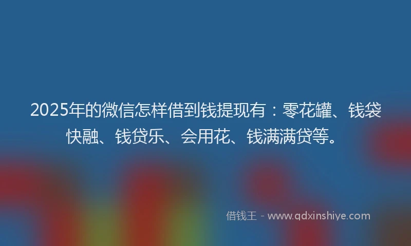 2025年的微信怎样借到钱提现有：零花罐、钱袋快融、钱贷乐、会用花、钱满满贷等。