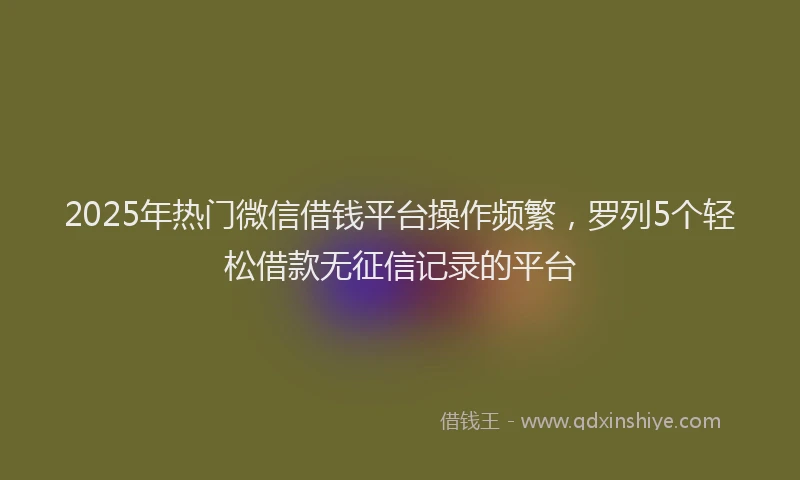 2025年热门微信借钱平台操作频繁，罗列5个轻松借款无征信记录的平台