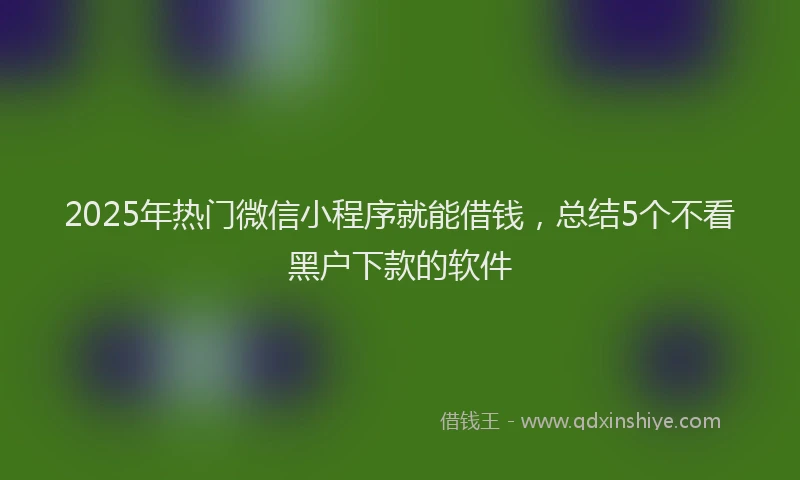 2025年热门微信小程序就能借钱，总结5个不看黑户下款的软件