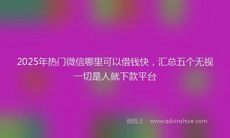 2025年热门微信哪里可以借钱快，汇总五个无视一切是人就下款平台