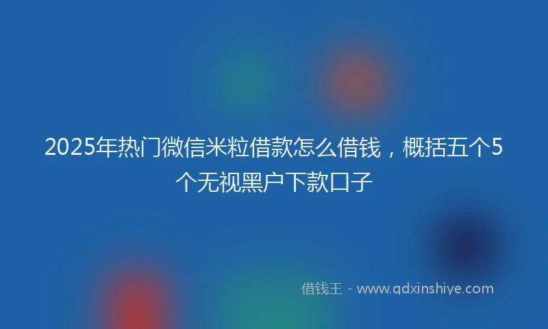 2025年热门微信米粒借款怎么借钱，概括五个5个无视黑户下款口子