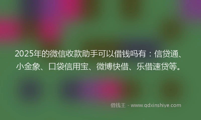 2025年的微信收款助手可以借钱吗有：信贷通、小金象、口袋信用宝、微博快借、乐借速贷等。