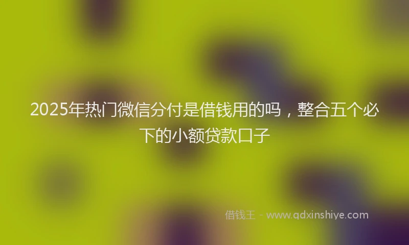 2025年热门微信分付是借钱用的吗，整合五个必下的小额贷款口子