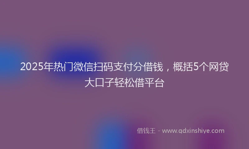 2025年热门微信扫码支付分借钱，概括5个网贷大口子轻松借平台