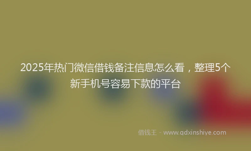 2025年热门微信借钱备注信息怎么看，整理5个新手机号容易下款的平台