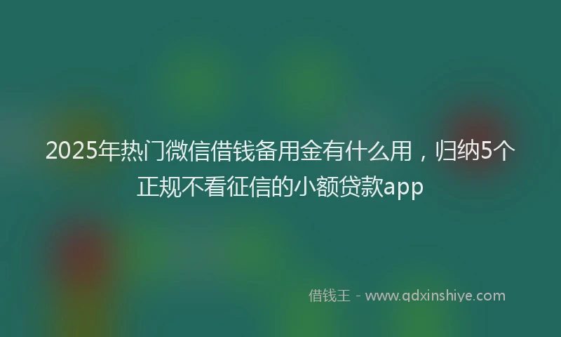 2025年热门微信借钱备用金有什么用，归纳5个正规不看征信的小额贷款app