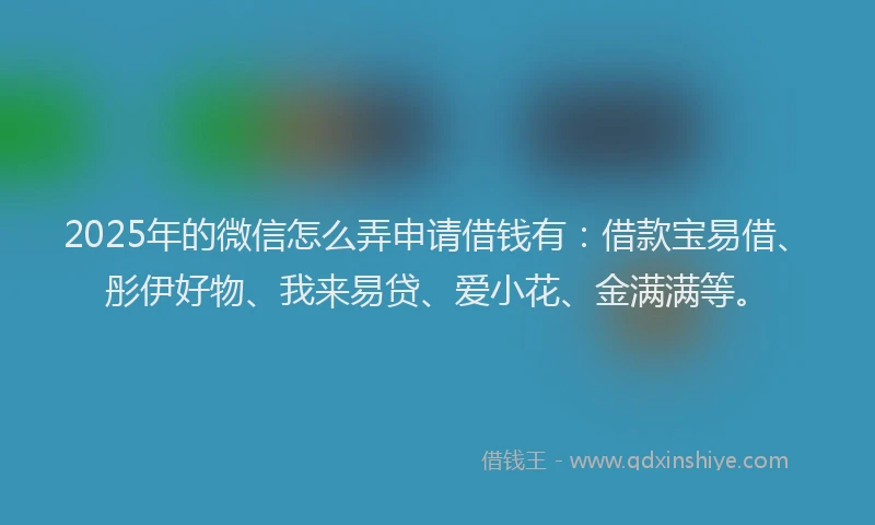 2025年的微信怎么弄申请借钱有：借款宝易借、彤伊好物、我来易贷、爱小花、金满满等。