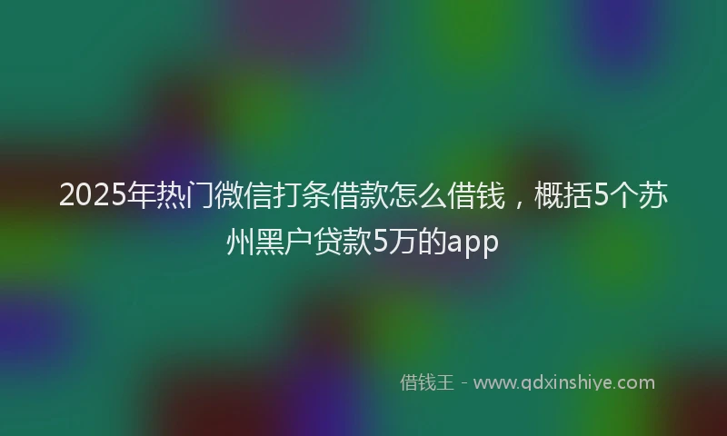 2025年热门微信打条借款怎么借钱，概括5个苏州黑户贷款5万的app
