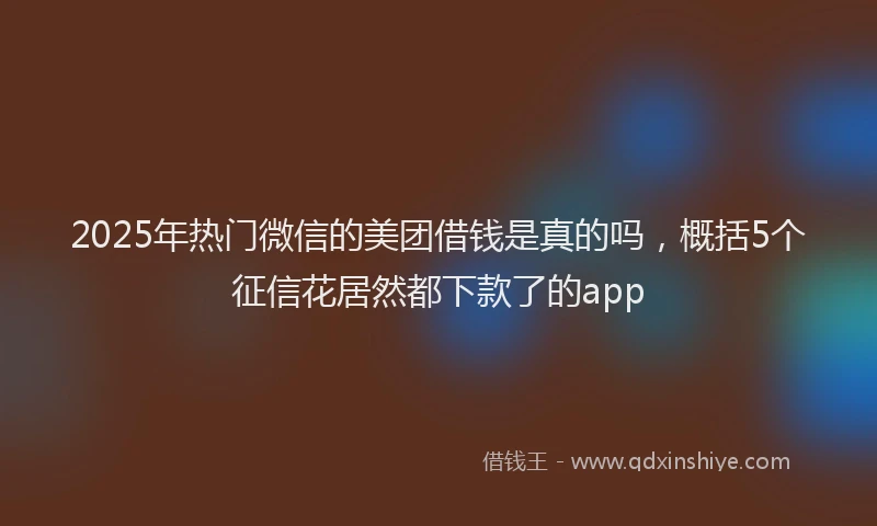 2025年热门微信的美团借钱是真的吗，概括5个征信花居然都下款了的app