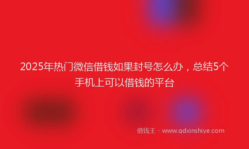 2025年热门微信借钱如果封号怎么办，总结5个手机上可以借钱的平台