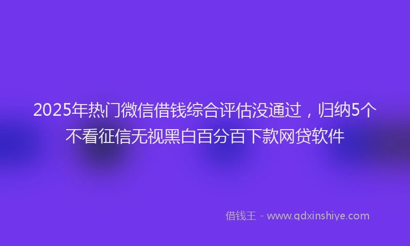 2025年热门微信借钱综合评估没通过，归纳5个不看征信无视黑白百分百下款网贷软件